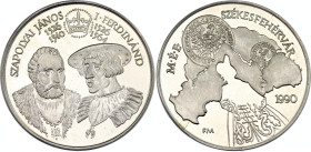 Hungary Commemorative Silver Medal "Szapolyai János & Ferdinand I" 1990 FM
Silver 36.24 g., 42.8 mm;Szapolyai János (1526-1540) & Ferdinand I (1526-1...