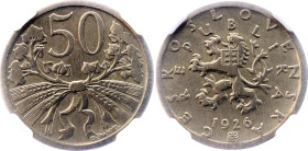 Czechoslovakia 50 Haleru 1926 Key Date NGC AU DETAILS
KM# 2; Schön# 6; N# 3970; Copper-nickel; Kremnitz Mint; AUNC Cleaned.