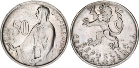 Czechoslovakia 50 Korun 1947
KM# 24, N# 12634; Silver; 3rd Anniversary - Slovak Uprising; UNC with full mint luster.