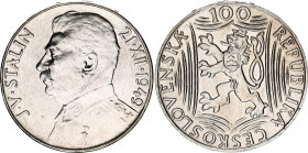 Czechoslovakia 100 Korun 1949
KM# 30, N# 17467; Silver; 70th Birthday of Josef V. Stalin; AUNC.