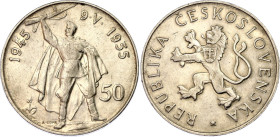 Czechoslovakia 50 Korun 1955
KM# 44; N# 20207; Silver; 10th Anniversary - Liberation from Germany; AUNC.