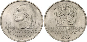 Czechoslovakia 20 Korun 1972
KM# 76; N# 12631; Silver; Centennial - Death of Andrej Sladkovic; UNC.