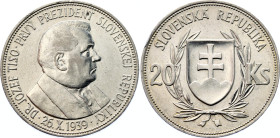 Slovakia 20 Korun 1939
KM# 3; Schön# 8; N# 14335; Silver; Jozef Tiso - 1st President of Slovak Republic; UNC.