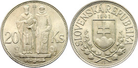 Slovakia 20 Korun 1941
KM# 7.1; Schön# 9; N# 6483; Silver; St. Cyril and St. Methodius; AUNC.