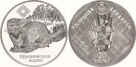 Belarus 20 Roubles 2006
KM# 147; N# 32537; Silver; Chervony Bor - European Mink; Ust-Kamenogorsk Mint; Mintage 5'000; Proof.