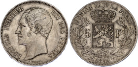 Belgium 5 Francs 1852
KM# 17; N# 261; Silver; Leopold II; Brussels Mint; XF.