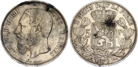 Belgium 5 Francs 1870
KM# 24; N# 276; Silver; Leopold II; Brussels Mint; XF-AUNC.