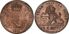 Belgium 1 Centime 1901 PCGS Questionale Color UNC Detail
KM# 33, N# 517; Copper; Leopold II; UNC.