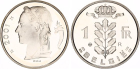 Belgium 1 Franc 2001 Token
Silver 4.8 g., 20 mm; UNC Proof.