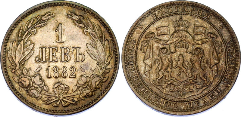 Bulgaria 1 Lev 1882
KM# 4, N# 17028; Silver; Alexander I; UNC with env. damage.