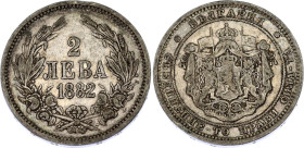 Bulgaria 2 Leva 1882
KM# 5, N# 27354; Silver; Alexander I; VF.