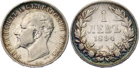 Bulgaria 1 Lev 1894 КБ
KM# 16, N# 18361; Silver; Ferdinand I; VF+.