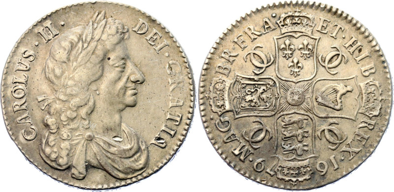 Great Britain 1/2 Crown 1679
KM# 438.1; N# 12941; Silver 14.87 g.; Charles II; ...
