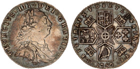 Great Britain 6 Pence 1787
KM# 606.1; Sp# 3748; Silver 2.99 g.; without semée of hearts in the Hanoverian shield; George III; XF-AUNC Toned.