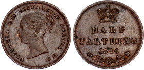 Great Britain 1/2 Farthing 1844
KM# 738; Sp# 3951; N# 8480; Copper; Victoria; XF-AUNC.