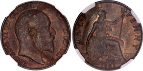 Great Britain 1/2 Penny 1902 NGC UNC
KM# 793, N# 1867; Low sea level; Bronze; Edward VII; NGC UNC Det. obv. stained.