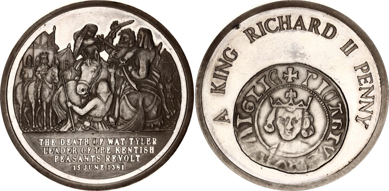 Great Britain Silver Medal "Death of Wat Tyler / King Richard II Penny" 20th Cen...
