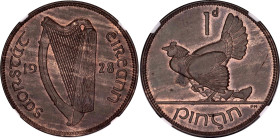 Ireland 1 Penny 1928 NGC MS 63 BN
KM# 3, N# 4321; Bronze; Mint luster remains.
