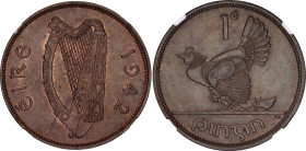 Ireland 1 Penny 1942 NGC MS 64 BN
KM# 10, N# 4313; Bronze.