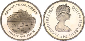 Jersey 25 Pence 1977
KM# 44a; N# 38478; Silver; Elizabeth II (1952-date); 25th anniversary of accession of Queen Elizabeth II; Proof.