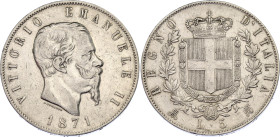 Italy 5 Lire 1871 MBN
KM# 8.3; N# 2290; Silver; Vittorio Emanuele II; Milan Mint; XF.