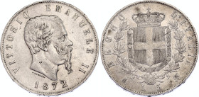 Italy 5 Lire 1872 MBN
KM# 8.3; N# 2290; Silver; Vittorio Emanuele II; Milan Mint; XF.