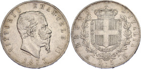 Italy 5 Lire 1873 MBN
KM# 8.3; N# 2290; Silver; Vittorio Emanuele II; Milan Mint; XF.