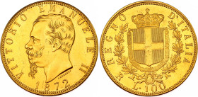 Italy 100 Lire 1872 R Collector's Copy
KM# 19.2; N# 46692; Gold (.900) 31.68 g.; Vittorio Emanuele II; Rome Mint; Mintage 661; UNC.
