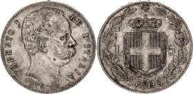 Italy 5 Lire 1879 R
KM# 20; N# 13537; Silver; Umberto I; Rome Mint; XF.