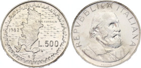 Italy 500 Lire 1982 R
KM# 112; N# 31215; Silver; 100th Anniversary - Death of Giuseppe Garibaldi; Rome Mint; UNC.