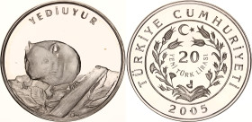 Turkey 20 New Lira 2005
KM# 1179; N# 53587; Silver; Hazel Dormouse; Istanbul Mint; Mintage 744; Proof.