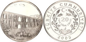 Turkey 20 New Lira 2005
KM# 1194; N# 274317; Silver; Maglova Aquaduct; Istanbul Mint; Mintage 1'250; Proof.