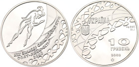 Ukraine 10 Hryven 2002 With Certificate
KM# 146, N# 97338 ; Silver, Proof; 2002 Winter Olympics, Skating; Mintage 3000 pieces; UNC, with Hairlines.