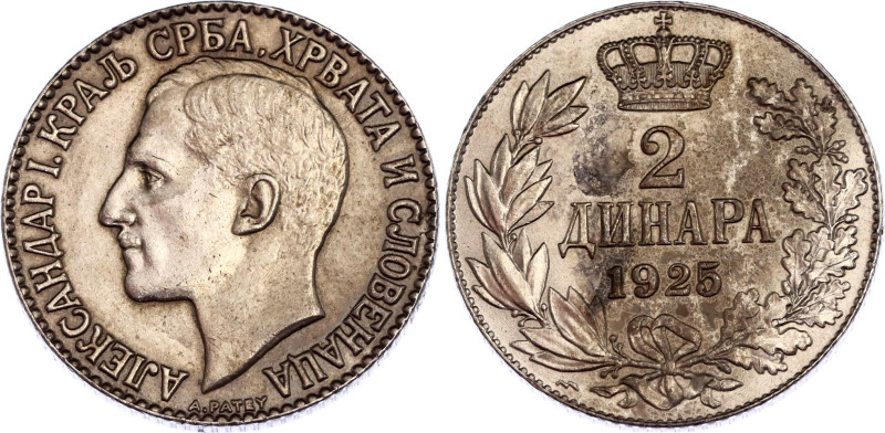 Yugoslavia 2 Dinara 1925
KM# 6; Poissy Mint; thunderbolt mintmark; Aleksandar I...