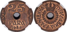 Yugoslavia 25 Para 1938 NGC MS 66 RB
KM# 17, N# 7899; Bronze; Petar II.