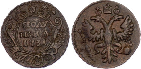 Russia Polushka 1731
Bit# 392, N# 17730; Copper 3.12 g.; Anna Ioannovna; VF.
