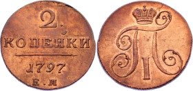 Russia 2 Kopeks 1797 EM
Bit# 111; C# 95.3; N# 91145; Copper; AUNC.