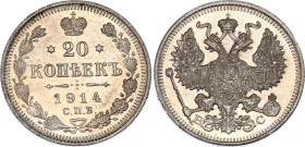 Russia 20 Kopeks 1914 СПБ ВС
Bit# 116; Conros# 146/91; Silver 3.51 g.; UNC.