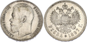 Russia 1 Rouble 1897 **
Bit.# 203, N# 11413; Silver 19.99 g.; Nicholas II; XF.