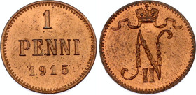 Russia - Finland 1 Penni 1915
Bit# 475; Conros# 489/39; Copper 1.25 g.; UNC.