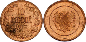 Russia - Finland 10 Pennia 1917
Bit# GSF3; Conros# 487/27; Copper 12.91 g.; UNC.