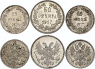 Russia - Finland 2 x 25 & 50 Pennia 1916 - 1917
Silver; AUNC.