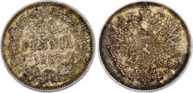 Russia - Finland 50 Pennia 1907 L
Bit.# 402, N# 7825; Silver; Nicholas II; AUNC, patina.
