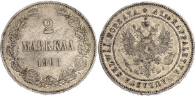 Russia - Finland 2 Markkaa 1906 L
Bit# 396; Conros# 483/8; Silver 10.32 g.; XF.