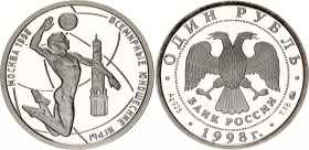 Russian Federation 1 Rouble 1998 ММД
Y# 619; Schön# 574; N# 70887; Silver; 1998 World Youth Games, Moscow - Volleyball; Mintage 25'000; Proof.