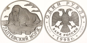 Russian Federation 1 Rouble 1998 СПМД
Y# 629; Schön# 576; N# 28929; Silver; Red Book - The Laptev Sea Walrus; St. Petersburg Mint; Mintage 15'000; Pr...