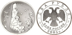 Russian Federation 2 Roubles 2005 СПМД
Y# 897; Schön# 888; N# 76967; Silver; Signs of the Zodiac - Gemini; St. Petersburg Mint; Mintage 20'000; Proof...