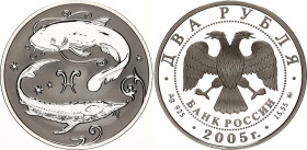Russian Federation 2 Roubles 2005 MМД
Y# 930; Schön# 897; N# 76978; Silver; Signs of the Zodiac - Pisces; Moscow Mint; Mintage 20'000; Proof.