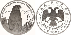 Russian Federation 2 Roubles 2008 СПМД
Y# 979; Schön# 1042; N# 28150; Silver; Red Book - Black-Capped Marmot; St. Petersburg Mint; Mintage 12'500; Pr...