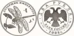 Russian Federation 2 Roubles 2008 СПМД
Y# 1146; Schön# 1041; N# 69861; Silver; Red Book - Emperor Dragon-Fly; St. Petersburg Mint; Mintage 12'500; Pr...